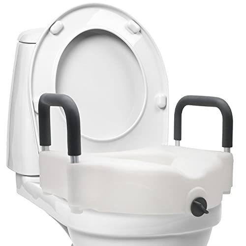 DMI Hi-Riser Elevated Locking Raised Toilet Seat with Armrests, 5 Inch ...